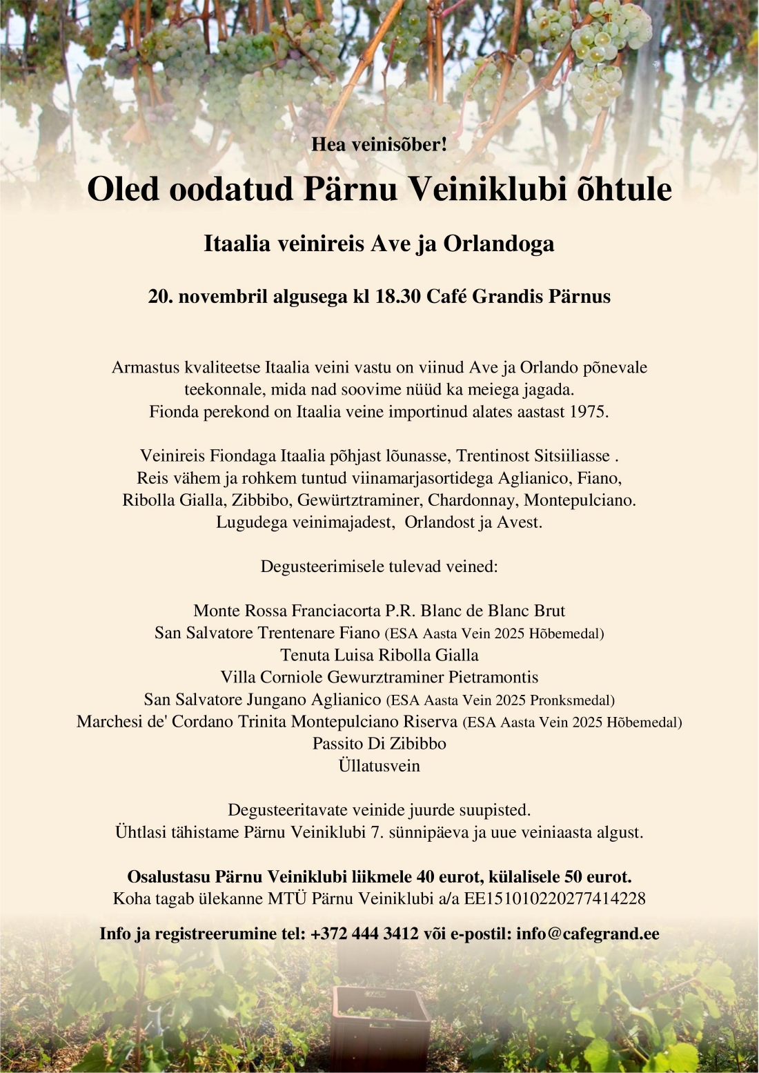 20.11.2025 Itaalia veinireis Ave ja Orlandoga